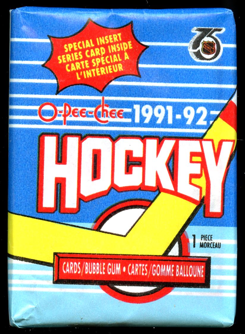 1991-92 O-Pee-Chee Hockey Unopened Wax Pack - 9 Cards