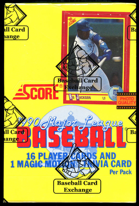 1990 Score Baseball Unopened Box w/ Bo Jackson on top BBCE Authenticated