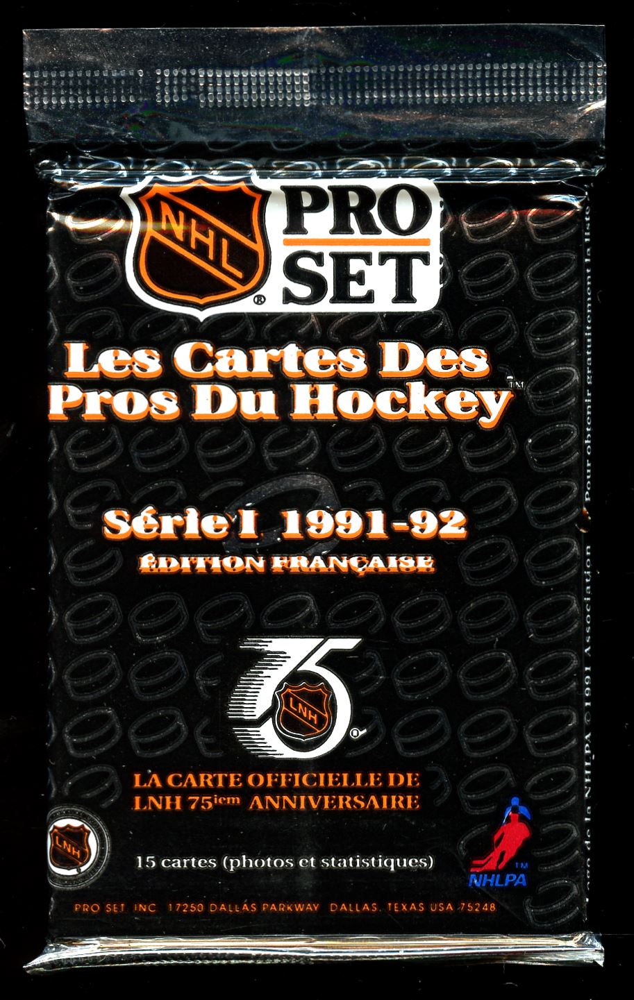 1991-92 Pro Set Hockey French Edition Unopened Pack - 15 Cards