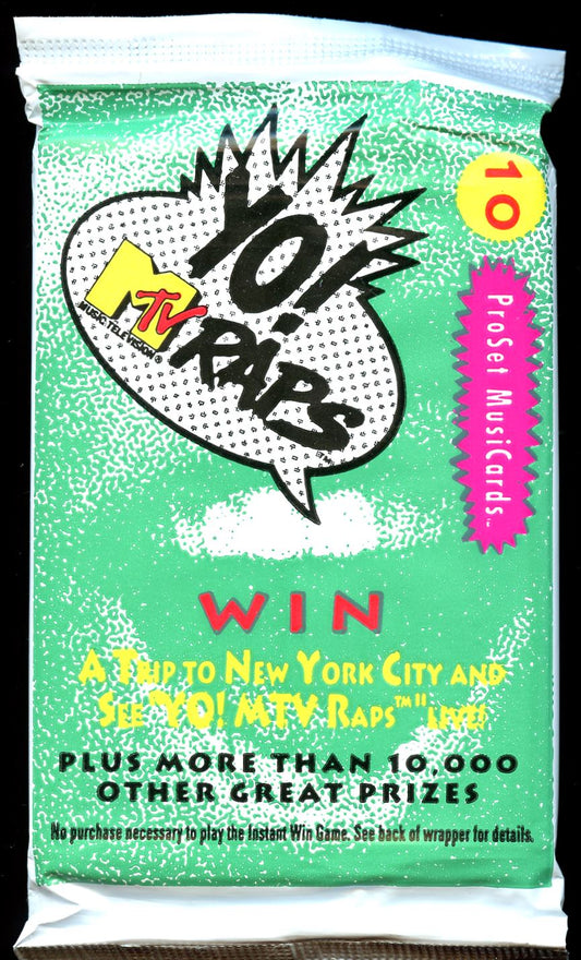 1991 Pro Set Yo! MTV Raps Unopened Pack - 10 Cards