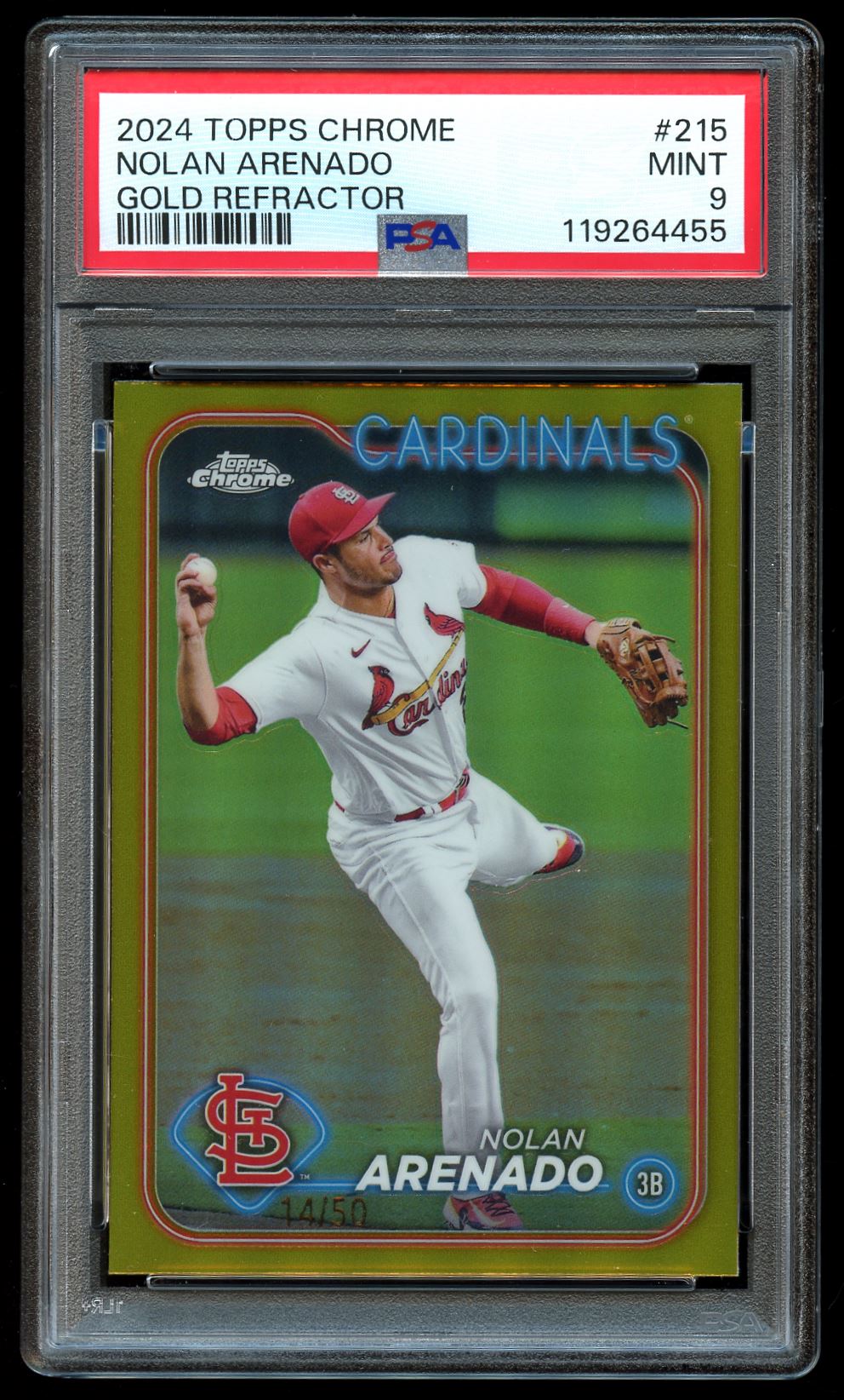 2024 Topps Chrome Gold Refractor #215 Nolan Arenado /50 PSA 9 MINT