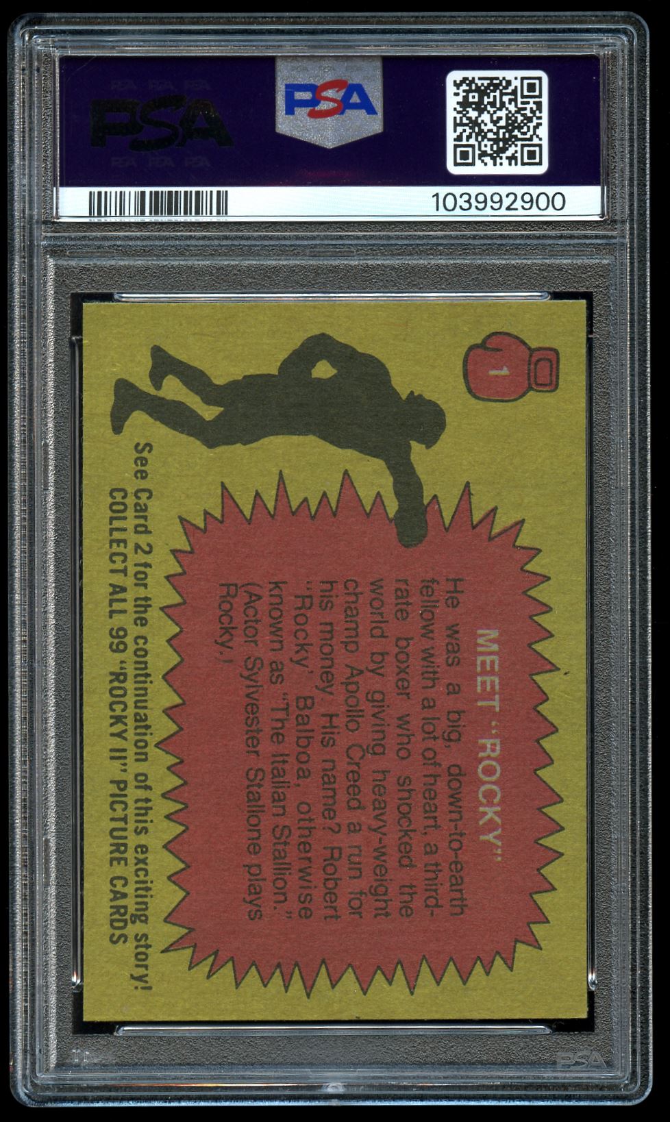 1978 Topps Rocky II #1 Meet Rocky PSA 8 NM-MT