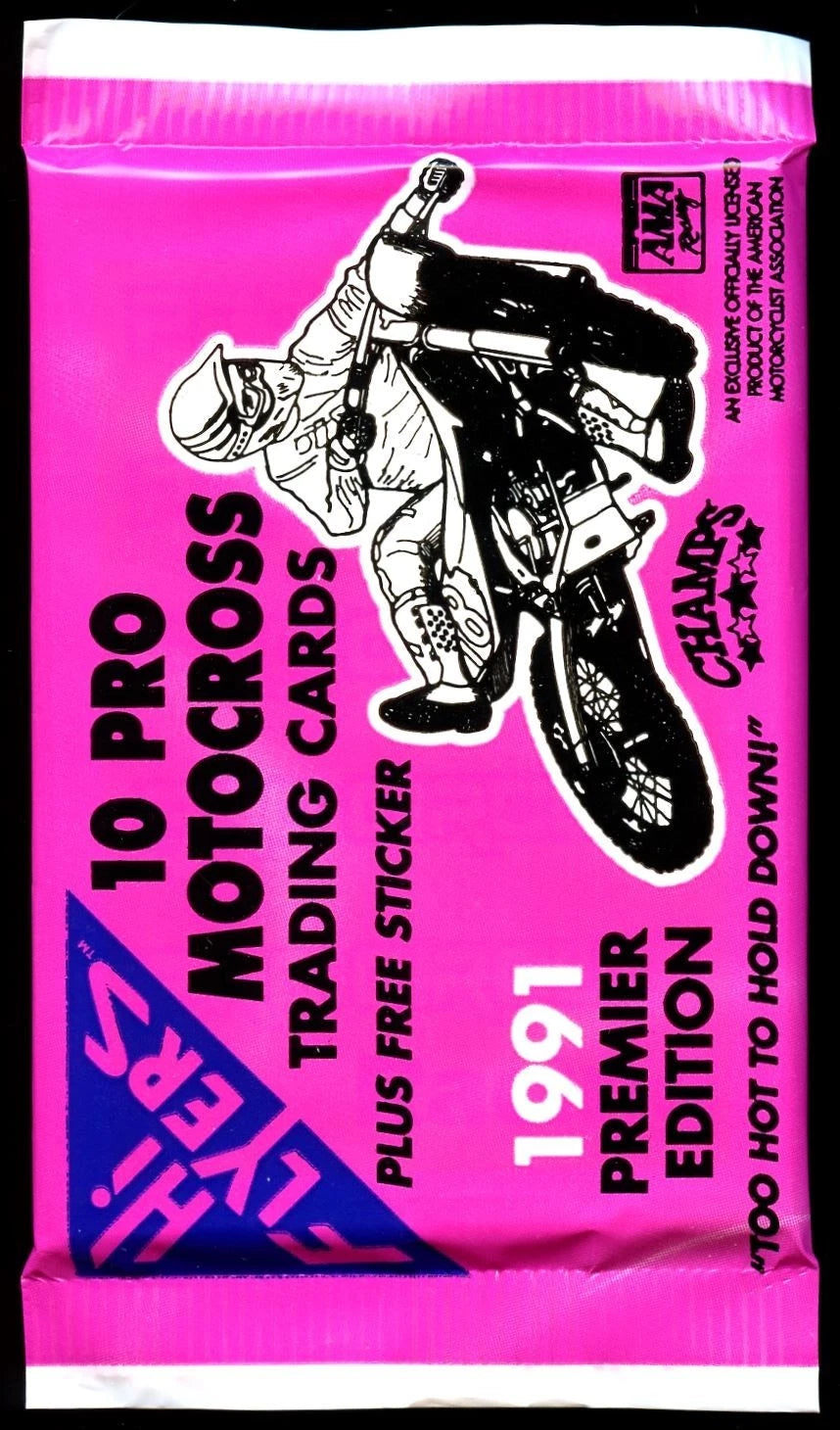 1991 Champs Hi Flyers AMA Motocross Unopened Trading Card Pack - 10 Cards