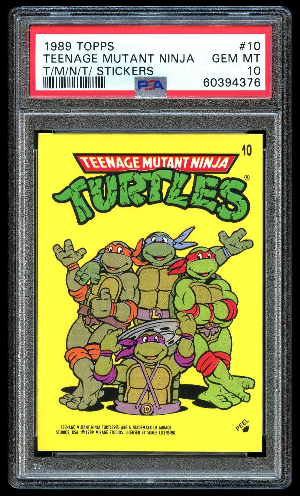 1989 Topps Teenage Mutant Ninja Turtles Stickers #10 TMNT PSA 10 GEM MINT